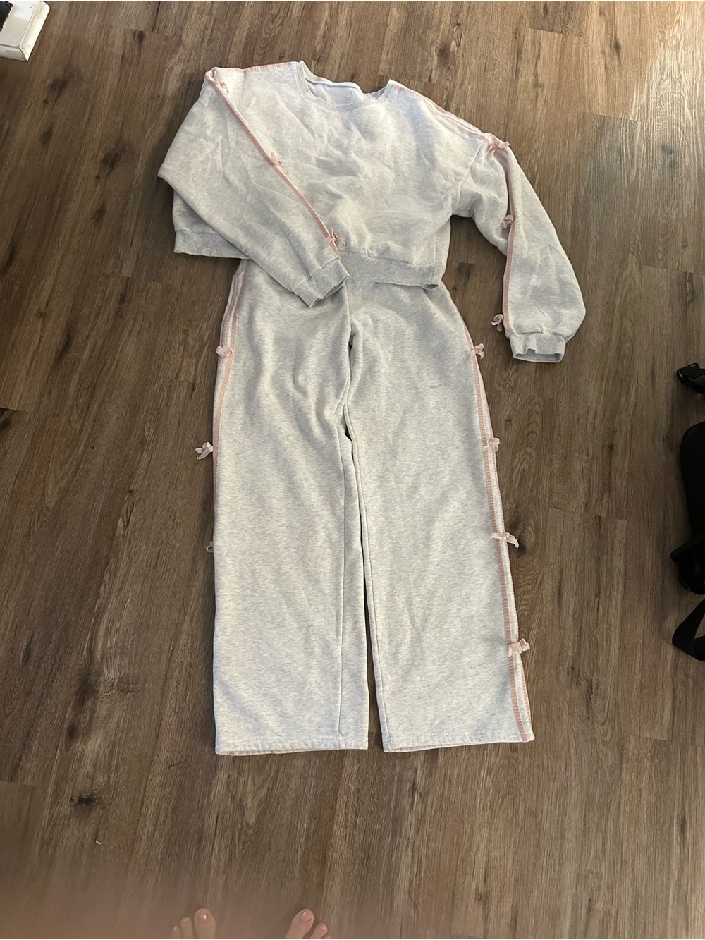 Altar'd State Light Gray Pajama Set with Pink Trim